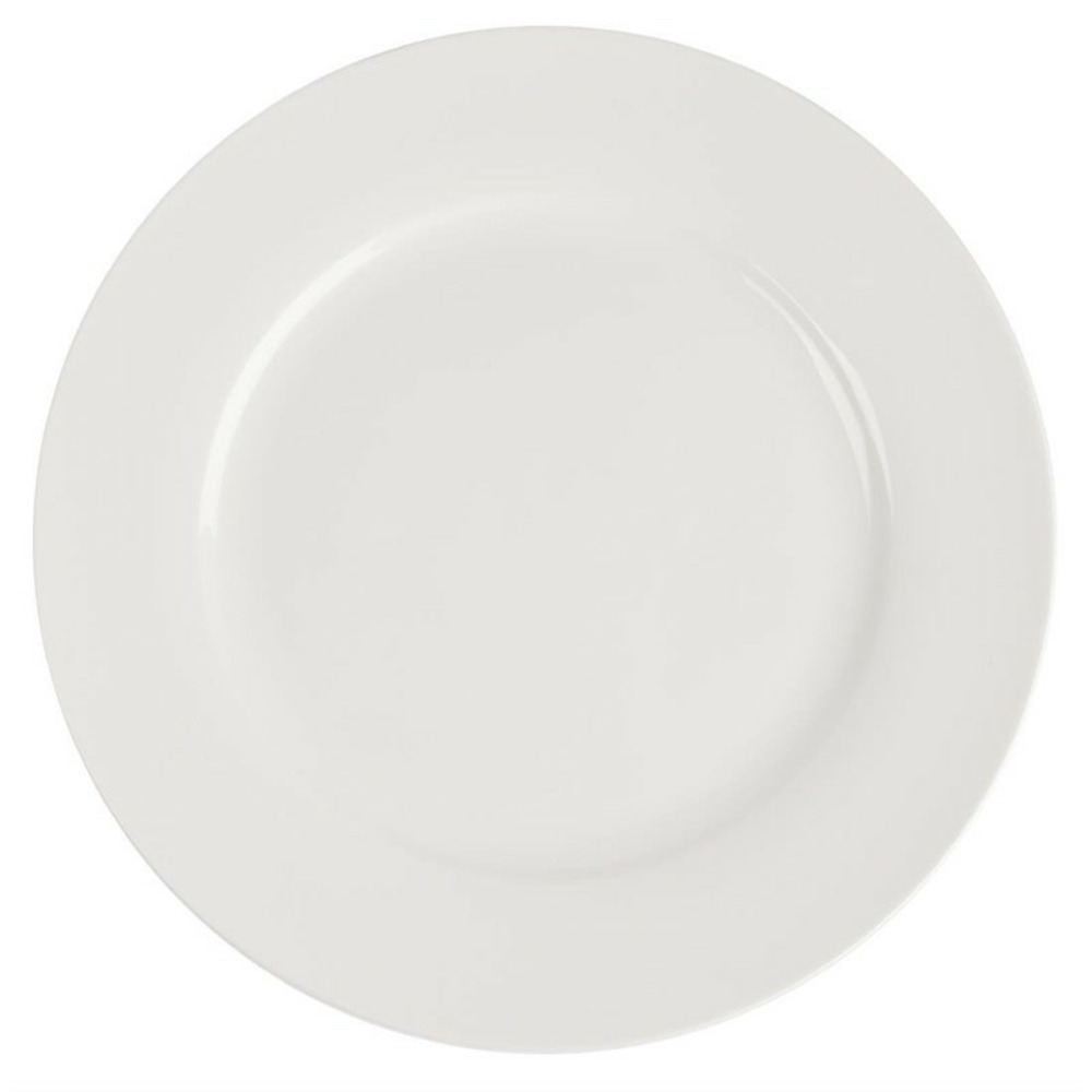 Assiettes rondes en céramique blanche 270 mm à bord large lumina - lot de 4