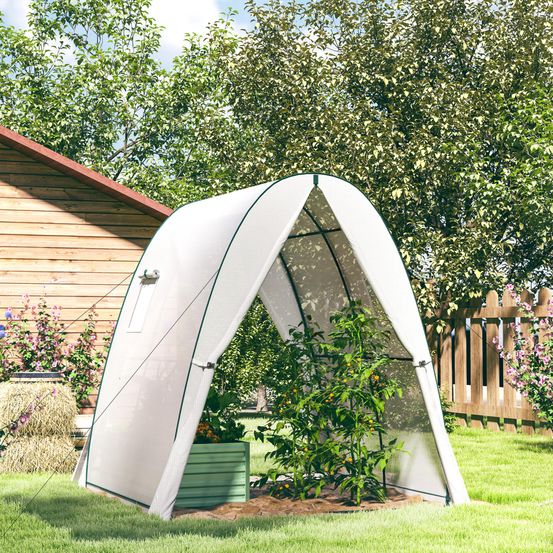 Serre jardin acier pe extérieur culture tomates 180x180x200cm blanc - comfortxl outdoor living
