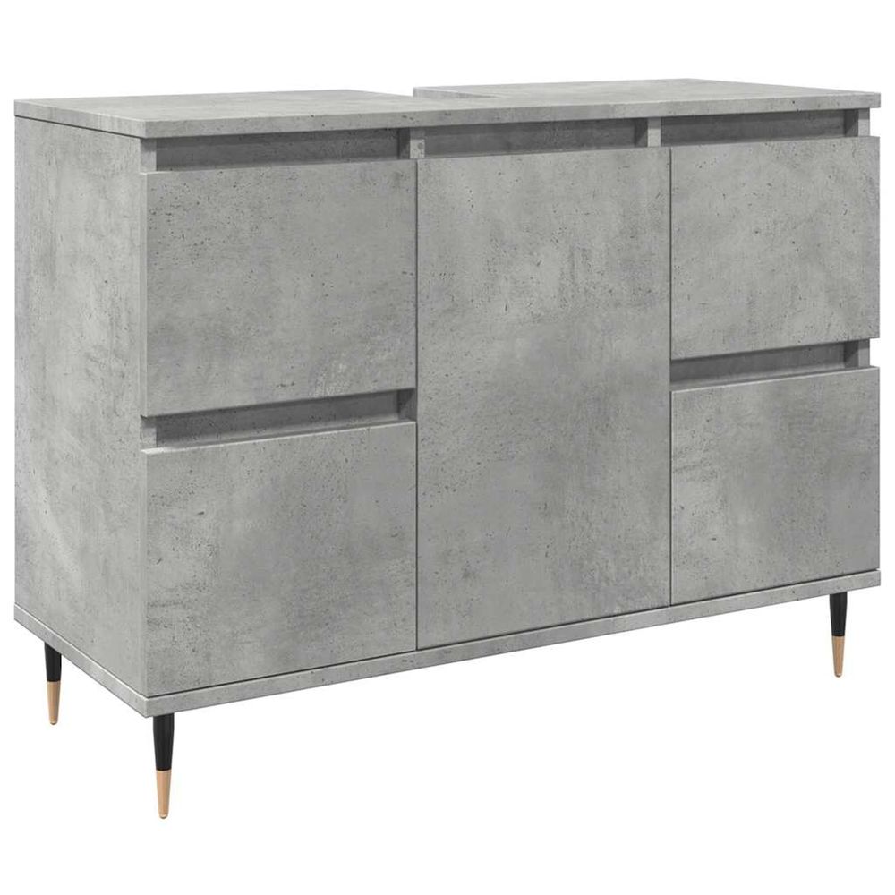 Armoire salle de bain gris béton 80x33x60cm bois d'ingénierie