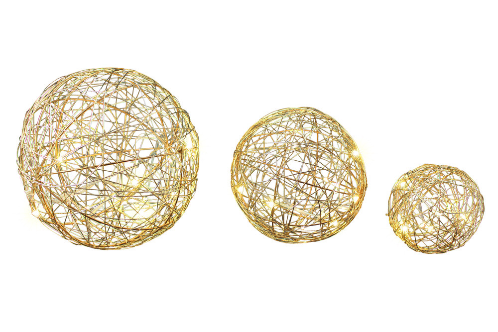 3 boules en metal micro led