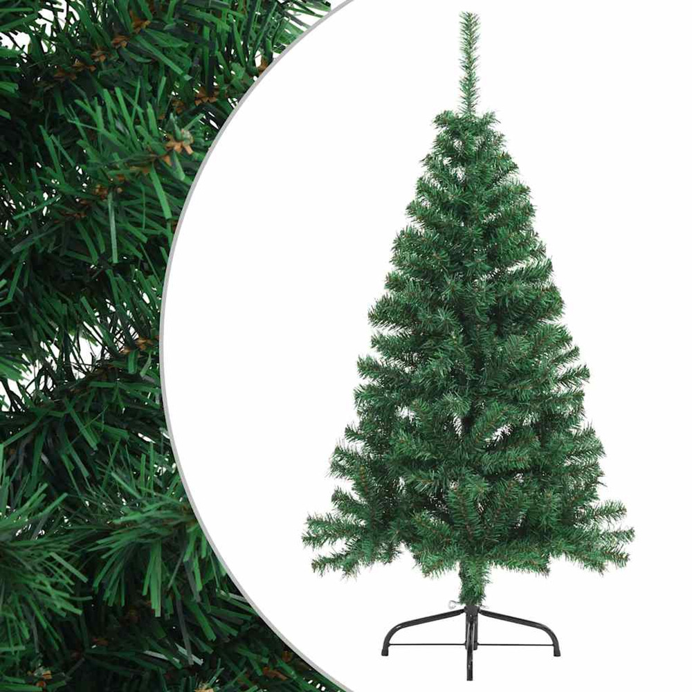 Sapin de noël artificiel moitié avec support vert 150 cm pvc