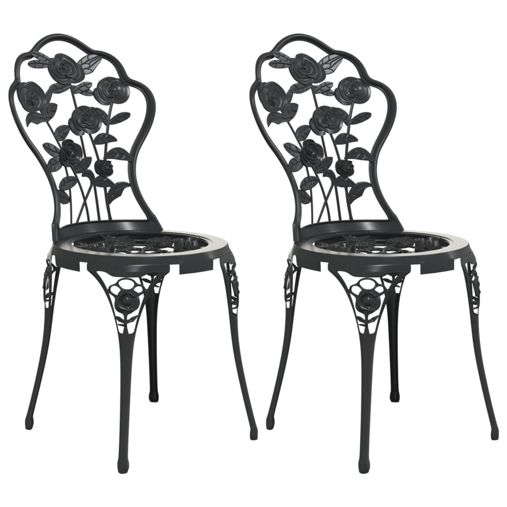 Chaises de bistro lot de 2 aluminium coulé noir
