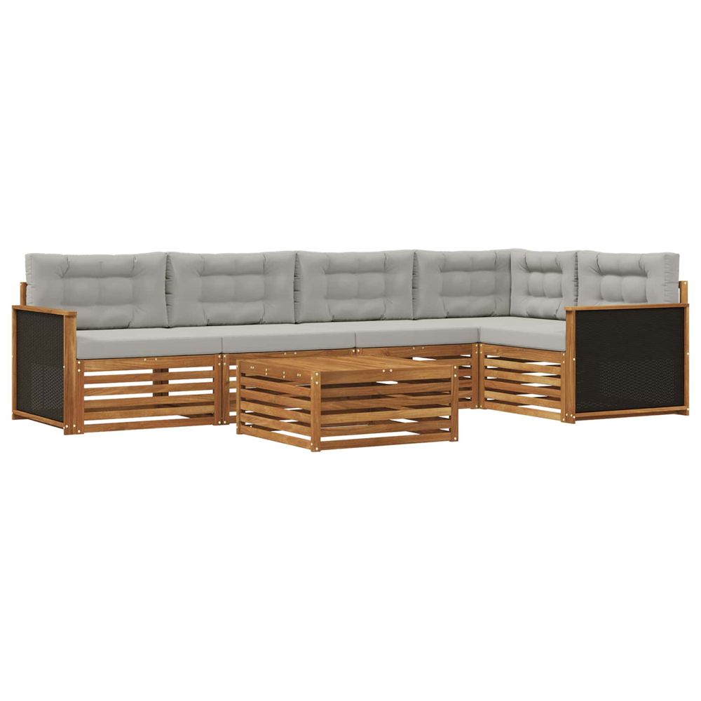 Ensemble de canapés d'extérieur 6 pc naturel et gris clair