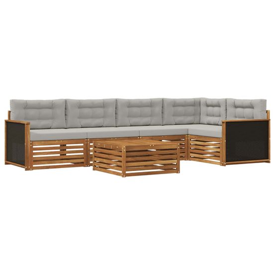 Ensemble de canapés d'extérieur 6 pc naturel et gris clair