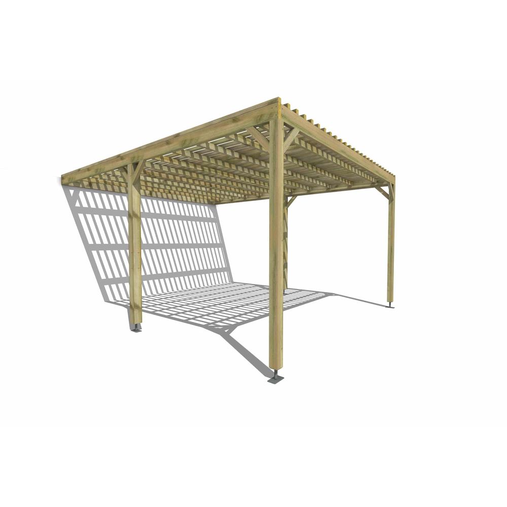 Pergola bois • 4m x 5m • adossée • sens largeur • lattage bois • livraison comprise