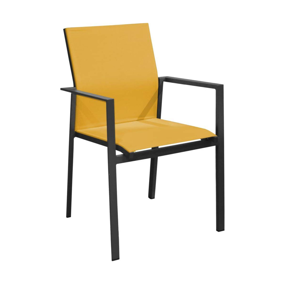 Fauteuil de jardin empilable delia graphite, moutarde