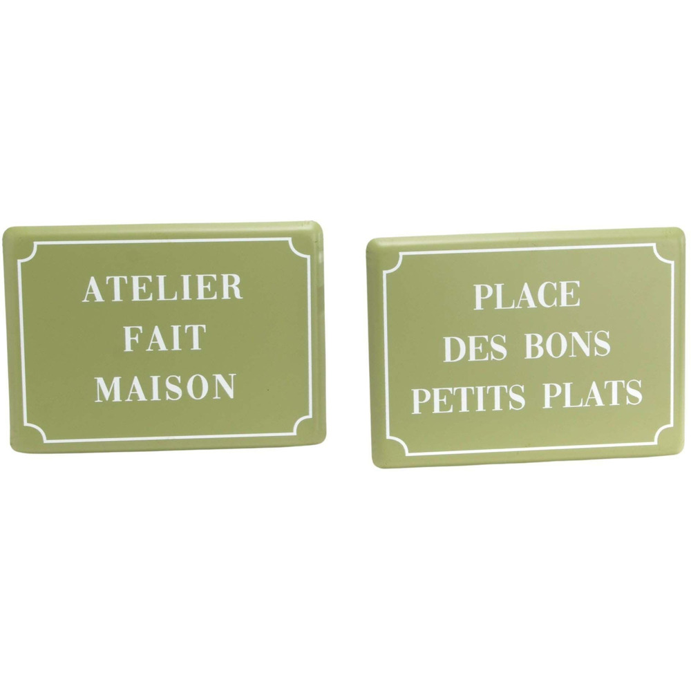 Plaques décoratives en métal cuisine green (lot de 2)