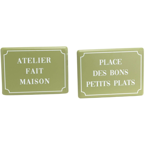 Plaques décoratives en métal cuisine green (lot de 2)