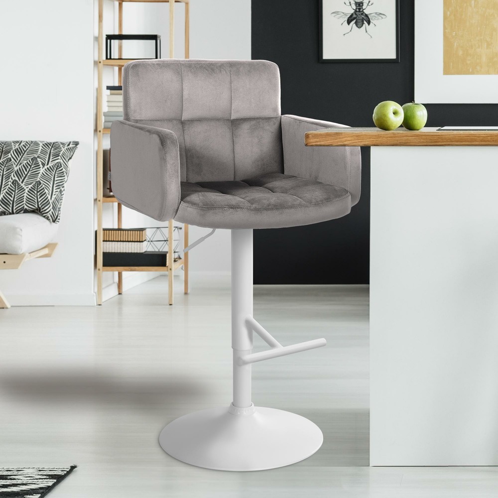 Tabouret de bar los angeles velours blanc