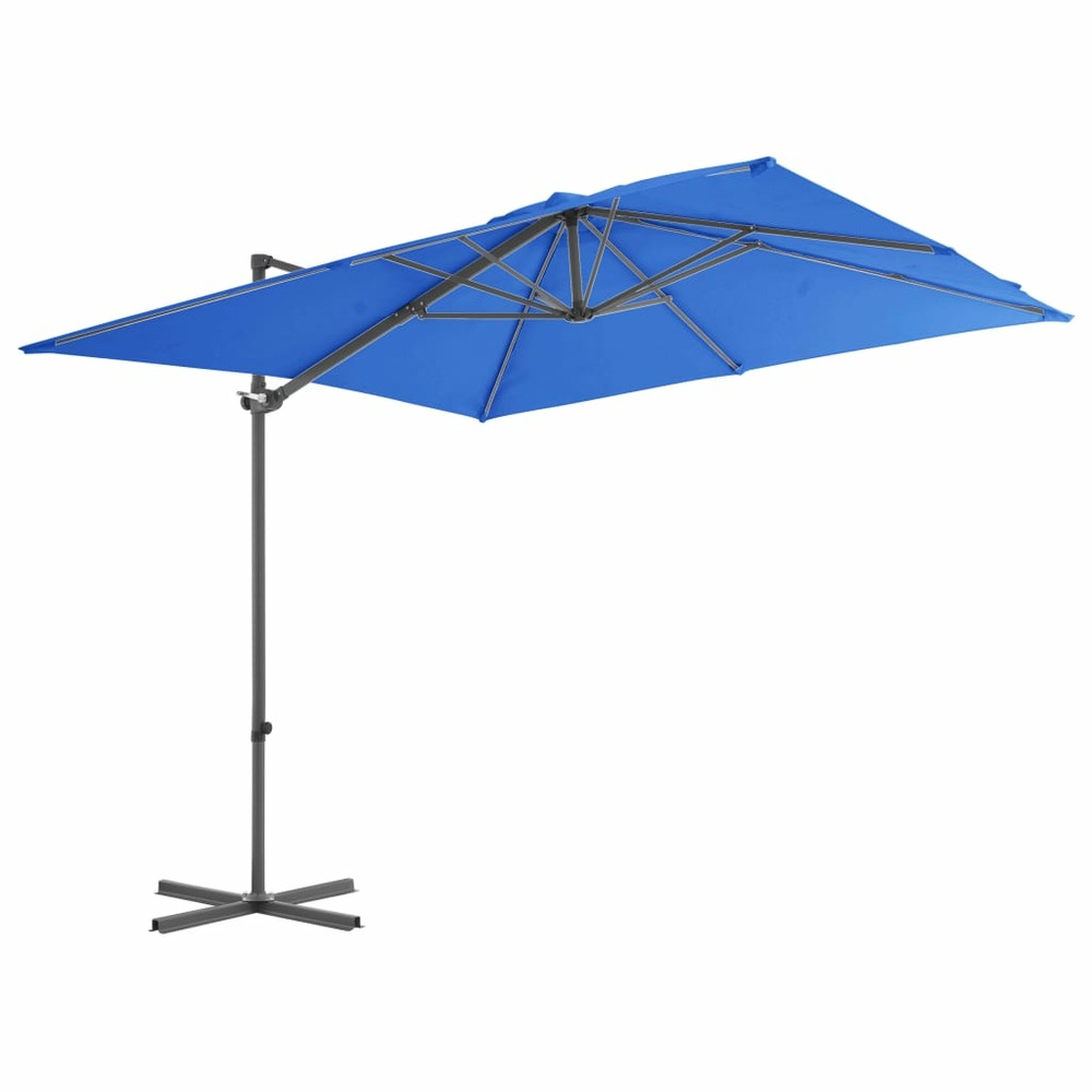 Parasol de jardin en porte-à-faux avec mât en acier bleu azuré