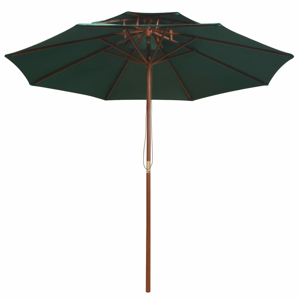 Parasol à deux étages avec poteau en bois 270 x 270 cm vert
