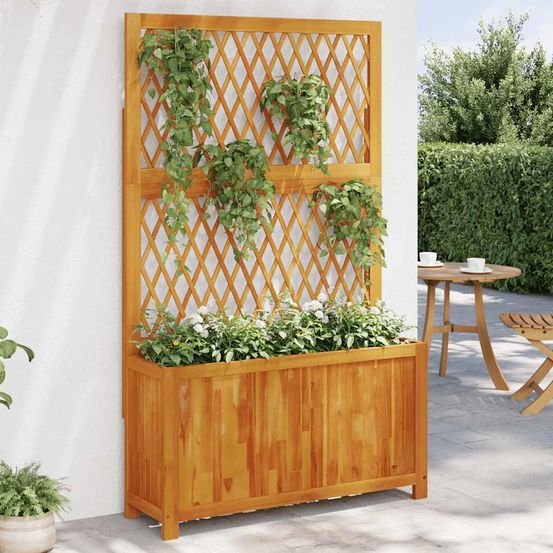 Grande jardinière avec treillis en bois d'acacia pour jardin et terrasse 165 cm