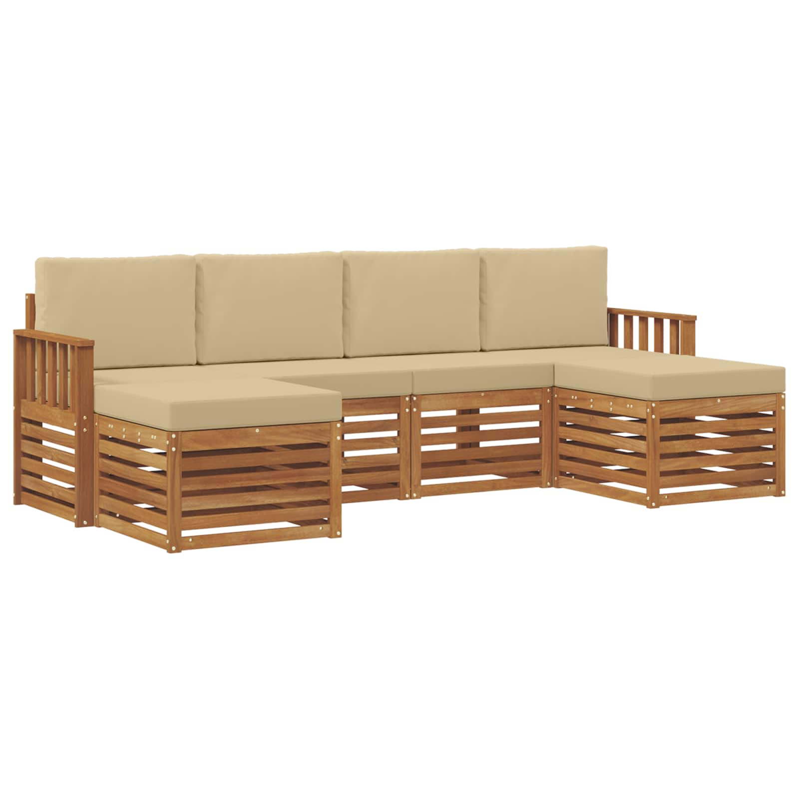 Ensembles de canapés avec coussin 6 pcs naturel et beige