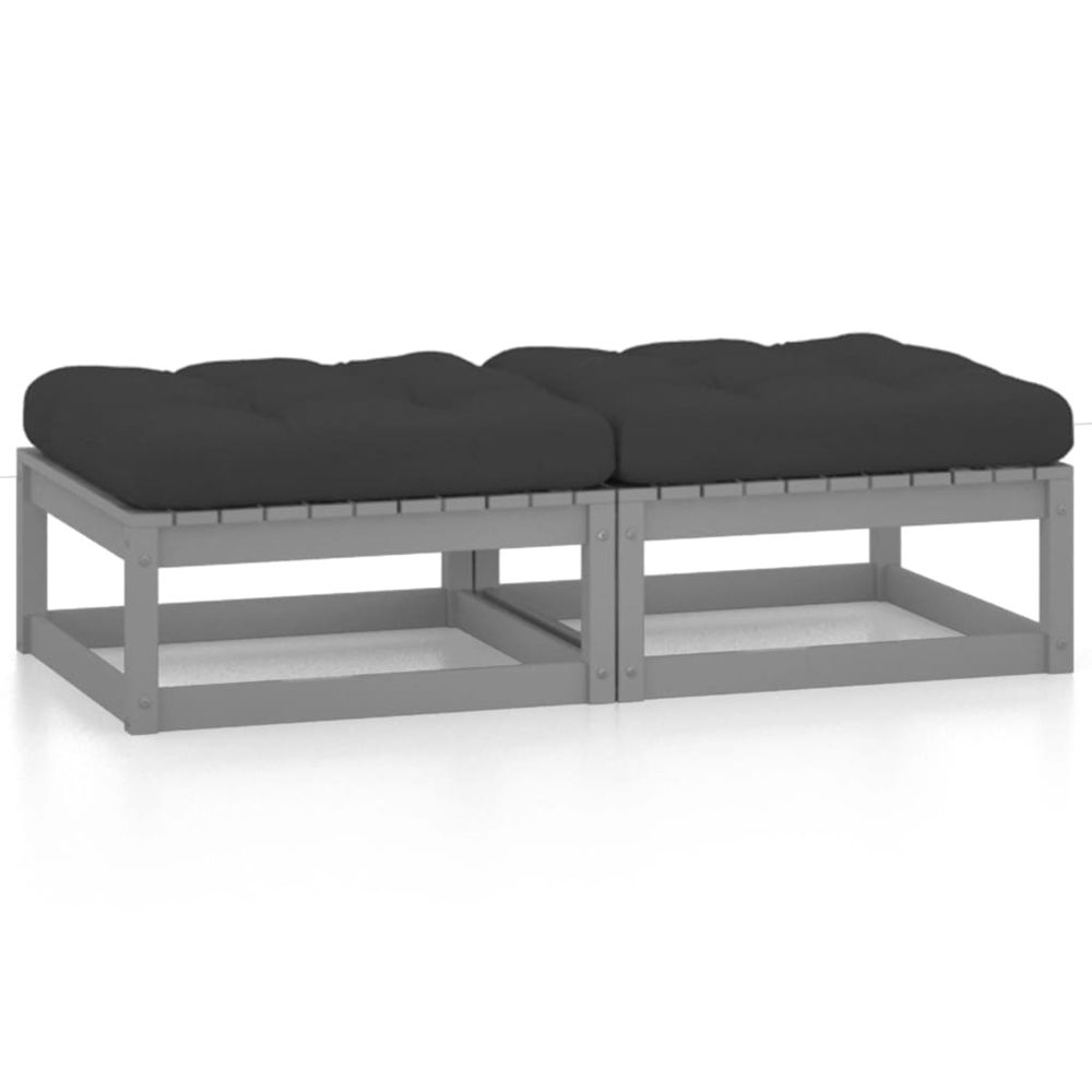 Repose-pieds de jardin avec coussins lot de 2 bois pin solide
