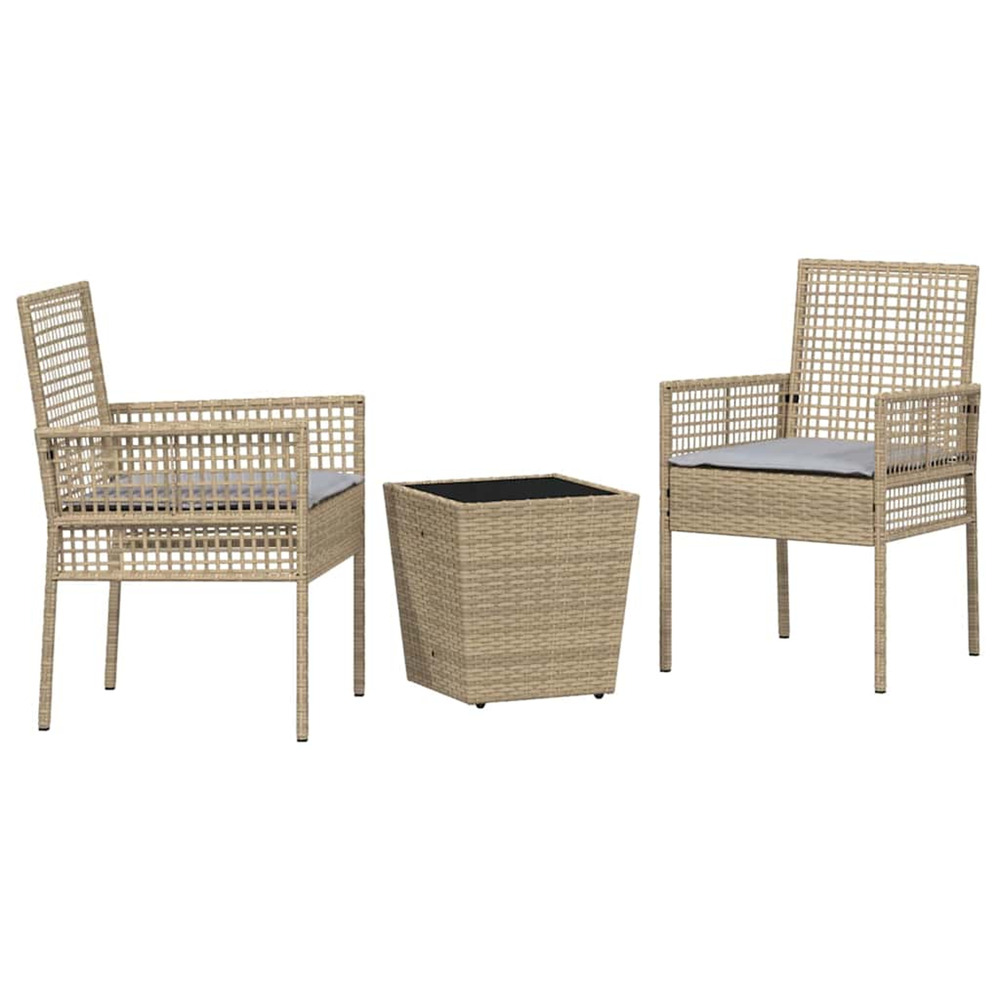Ensemble bistro de jardin 3 pcs beige polyrotin