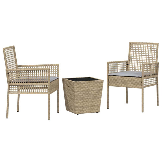 Ensemble bistro de jardin 3 pcs beige poly rotin