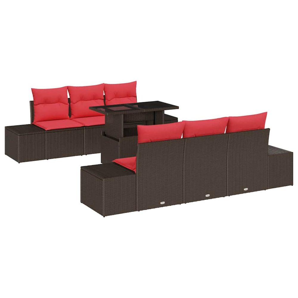 Ensemble de canapés 7 pc 6-nombre de places marron et rouge