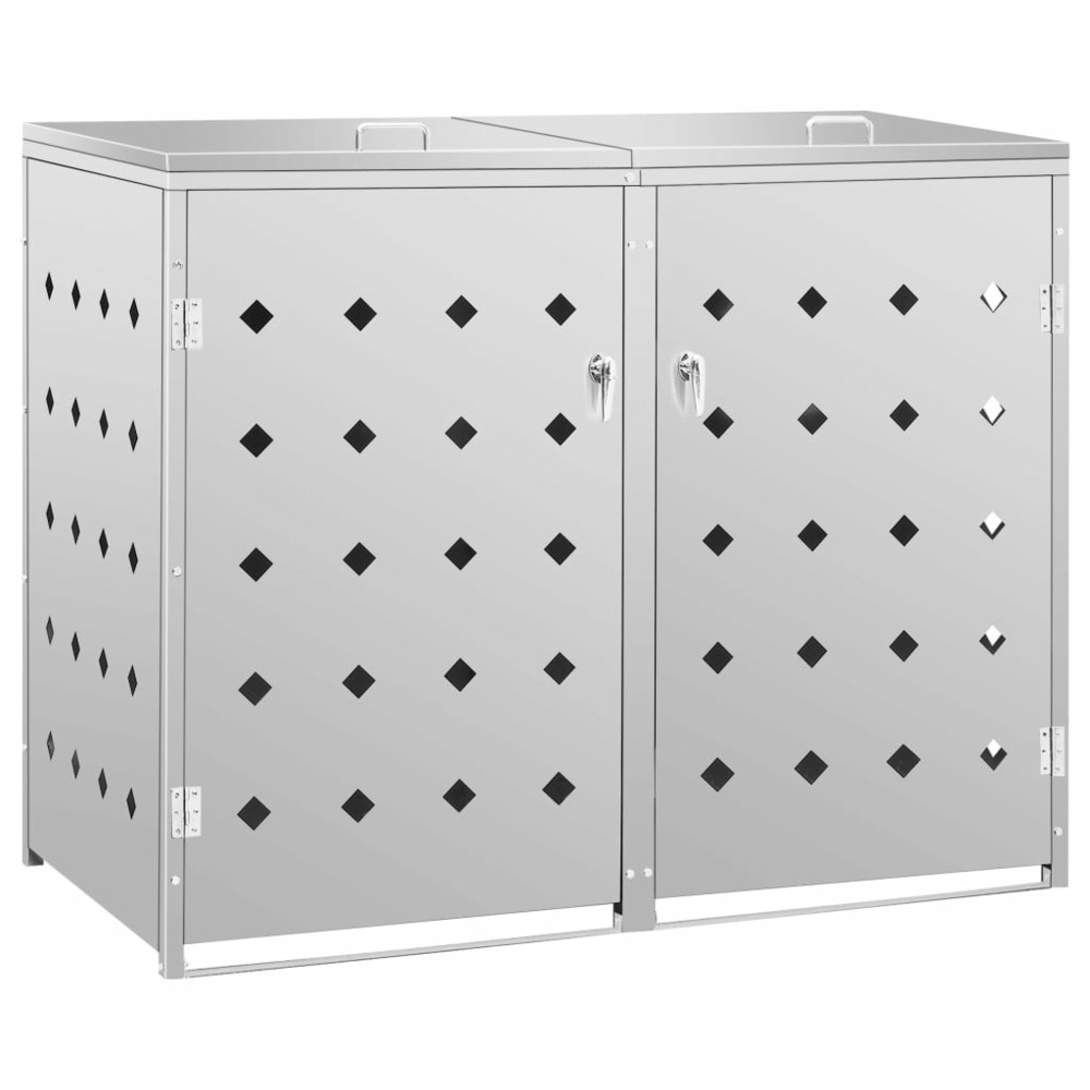 Abri de poubelle double sur roulettes 240 l acier inoxydable