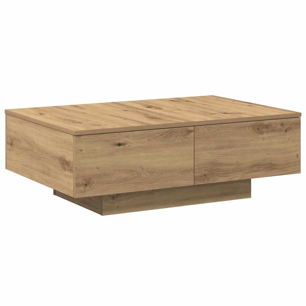 Table basse chêne artisanal 90x60x31 cm bois d'ingénierie
