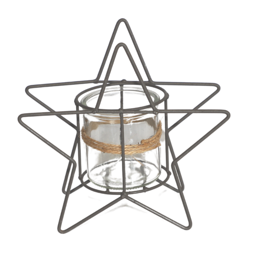 Photophore bougie bougeoir lanterne noël jardin métal verre gris ø20cm