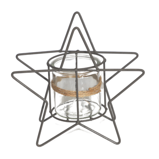 Photophore bougie bougeoir lanterne noël jardin métal verre gris ø20cm