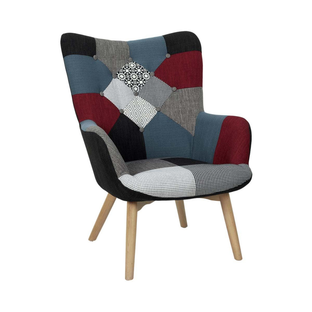 Fauteuil assise en tissu patchwork milano
