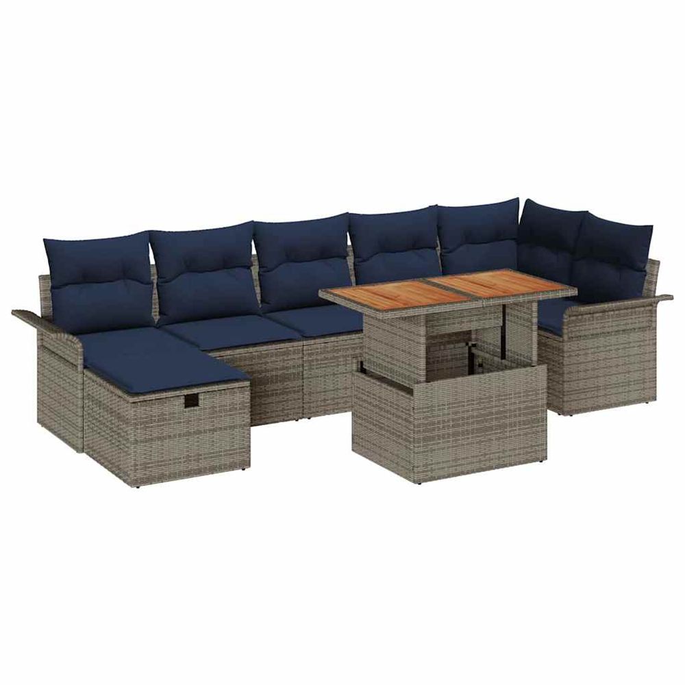 Ensemble de canapé de jardin 8 pc gris polyrotin
