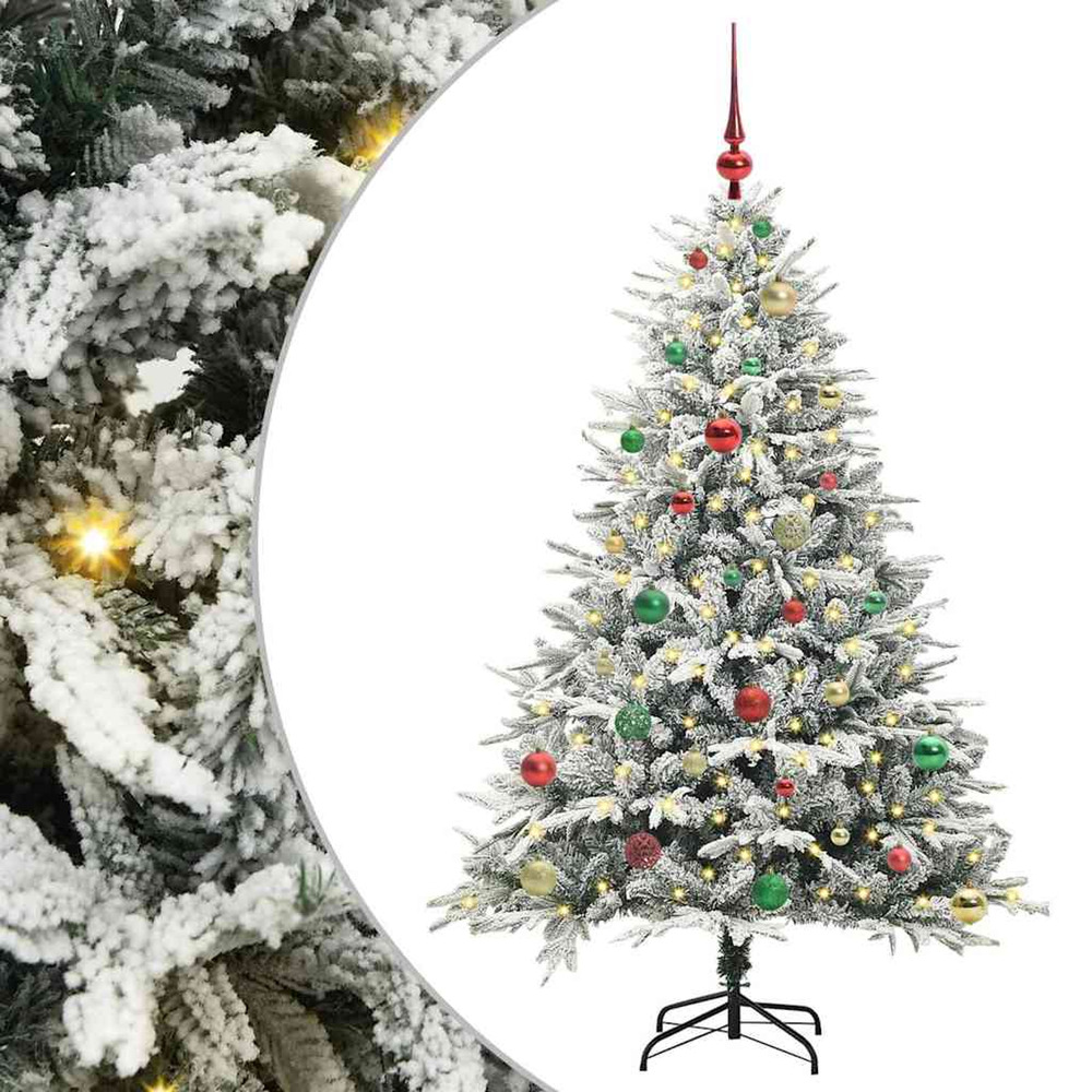 Sapin de noël artificiel pré-éclairé avec set de boules 150 cm