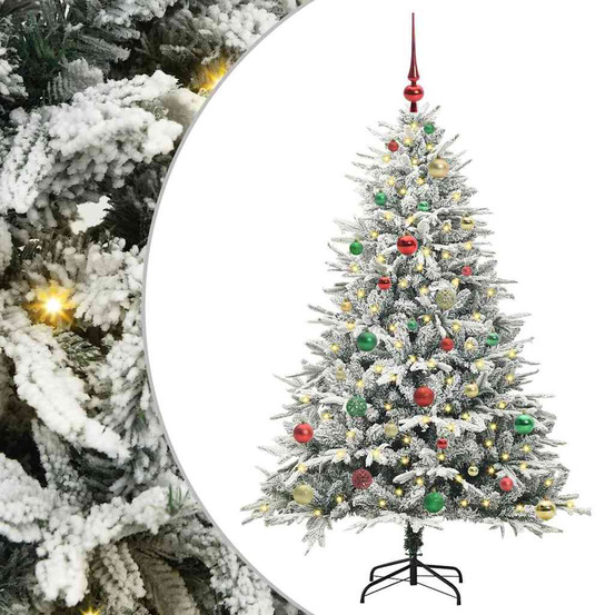 Sapin de noël artificiel pré-éclairé avec set de boules 150 cm