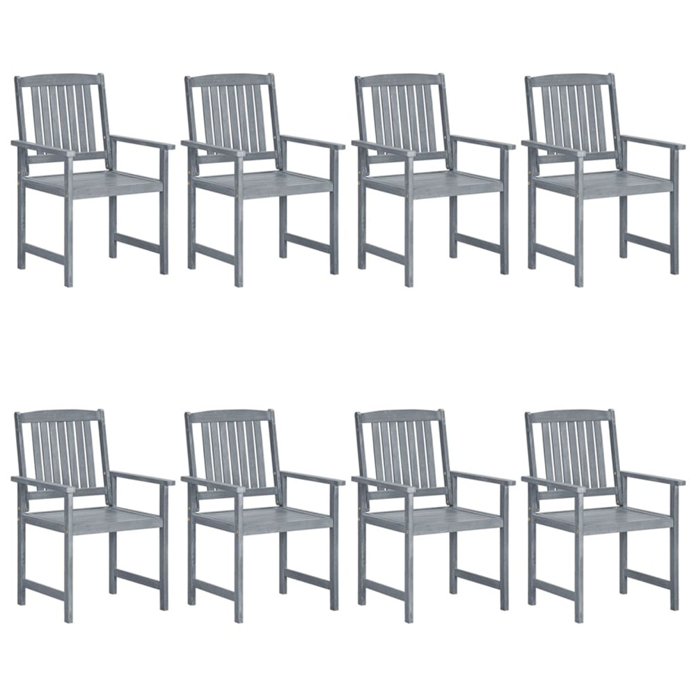 Chaises de jardin lot de 8 bois massif d'acacia gris