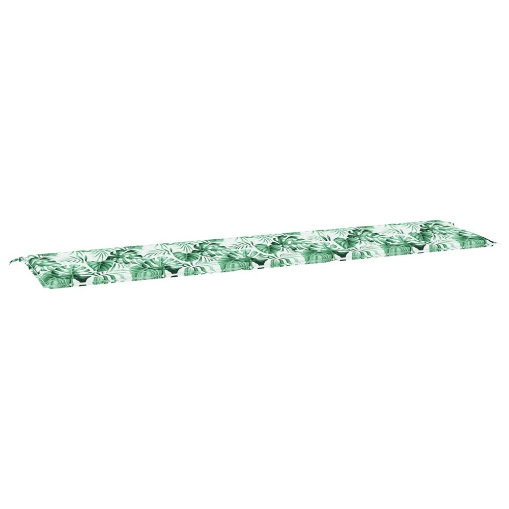Coussin de banc tissu oxford motif feuilles 200 x 50 x 3 cm