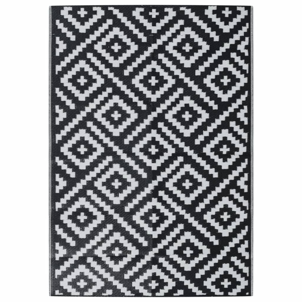 Tapis d'extérieur arakil blanc et noir 140 x 200 cm pp