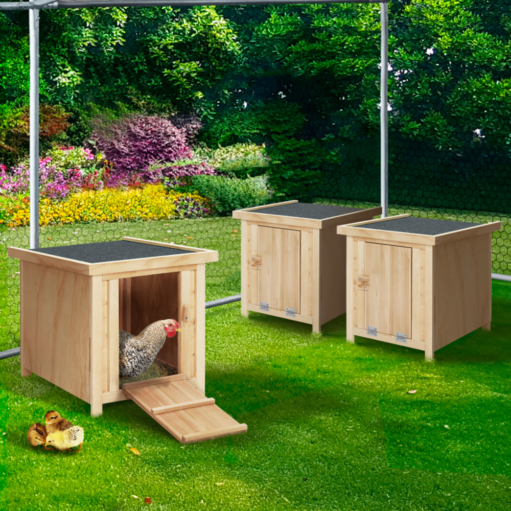 Lot de 3 clapiers en bois pondoirs pour poules nichoirs avec fond