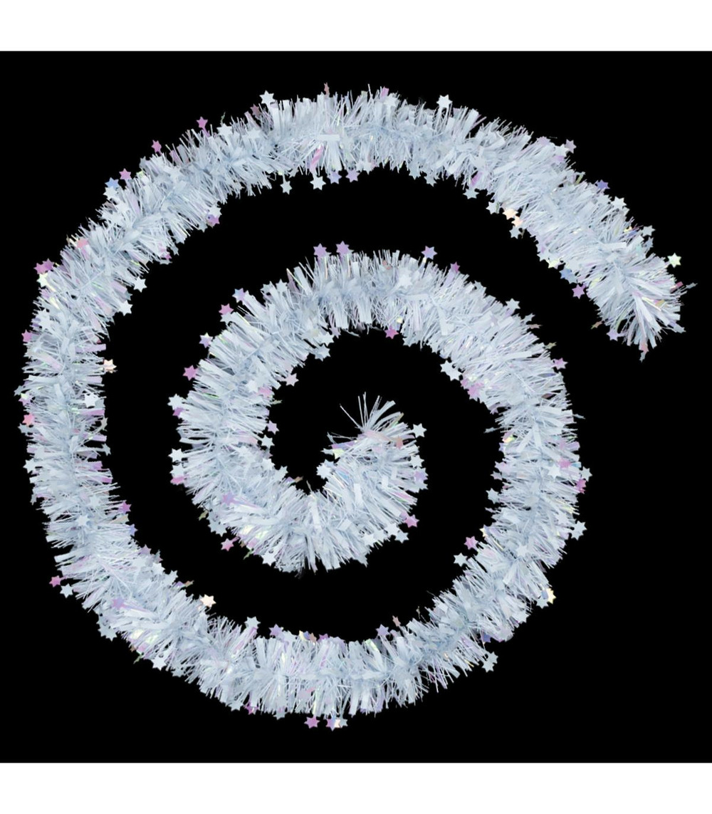 Guirlande de noël large 10 cm avec étoiles laser blanc longueur 2 mètres