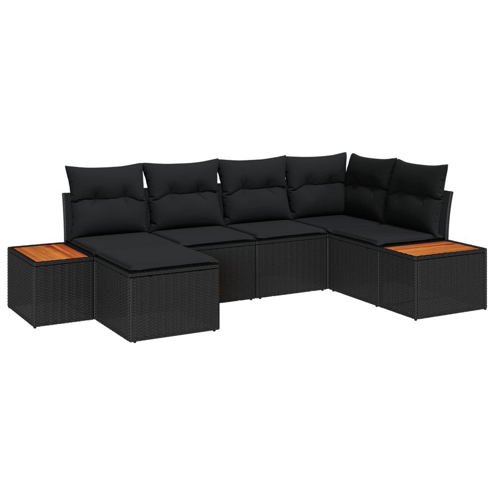 Ensemble de canapé de jardin 6 pc noir polyrotin