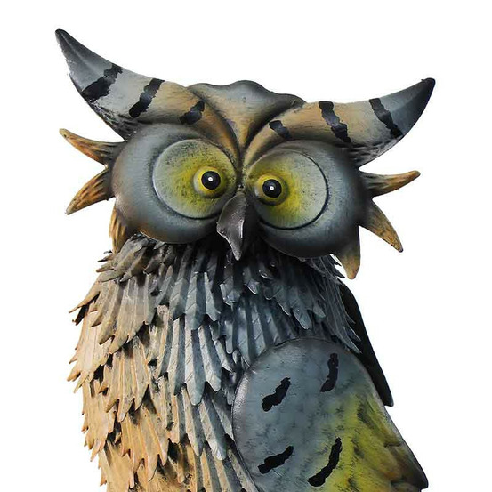 Figurine hibou aux reflets bleu 23x13x38cm