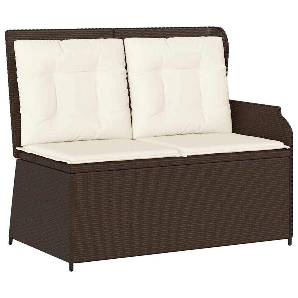 Banc inclinable de jardin avec coussins marron résine tressée