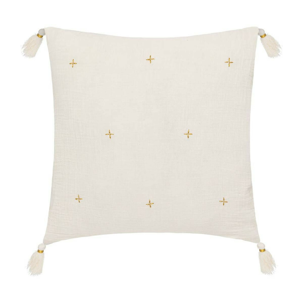 Coussin déco à pompons 