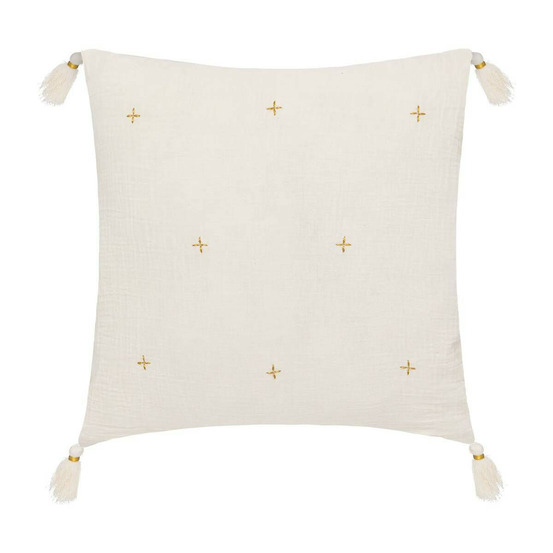 Coussin déco à pompons