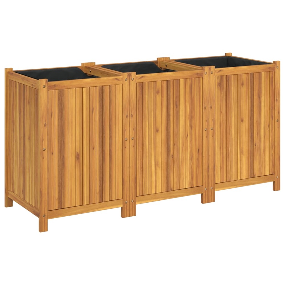 Jardinière bac lit surélevé plantes fleurs terrasse jardin avec doublure 150 x 50 x 75 cm bois massif d'acacia marron 02_0038