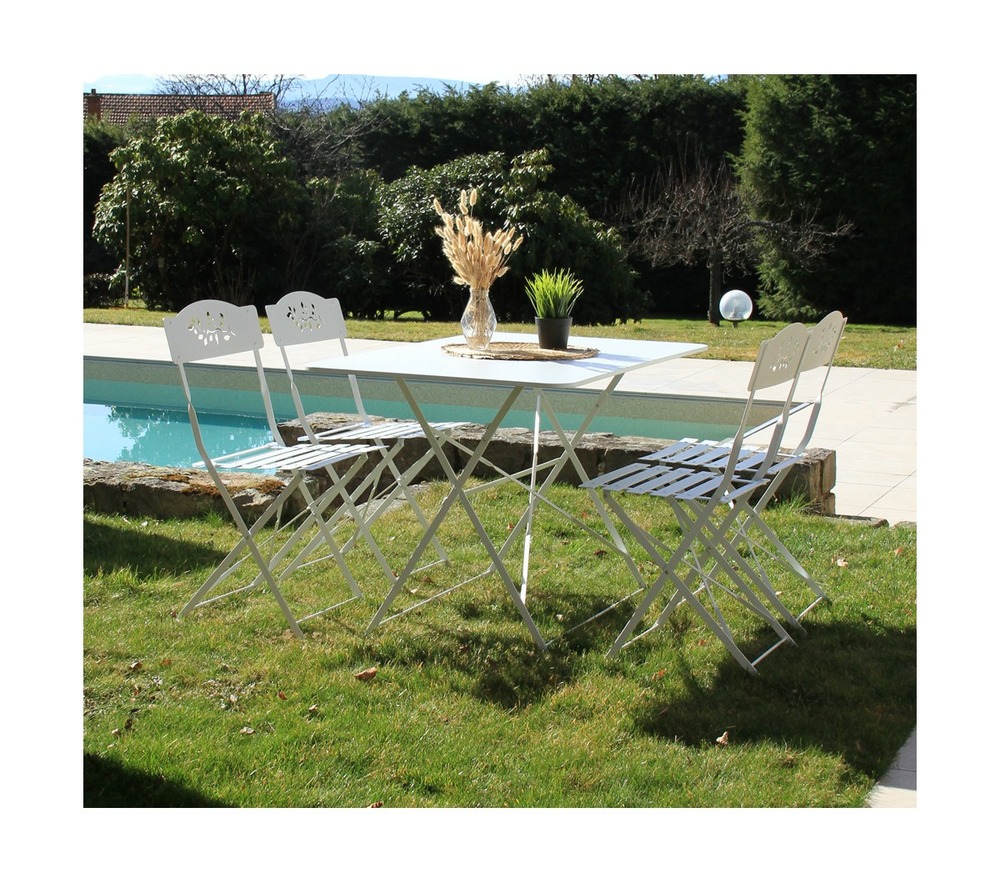 Ensemble table et chaises de jardin - 4 places - blanc - venone