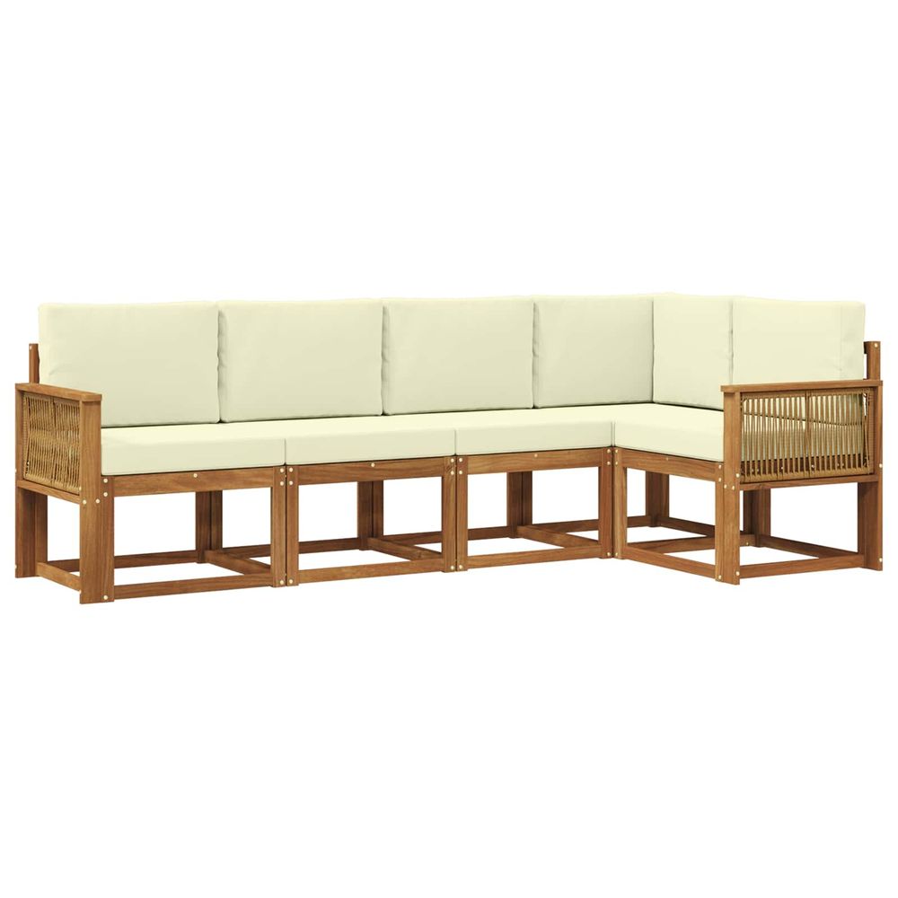 Ensemble de canapés d'extérieur 5 pc naturel et crème polyester