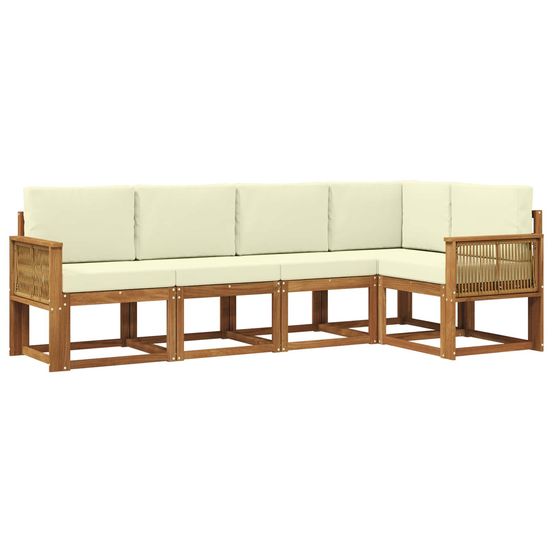 Ensemble de canapés d'extérieur 5 pc naturel et crème polyester