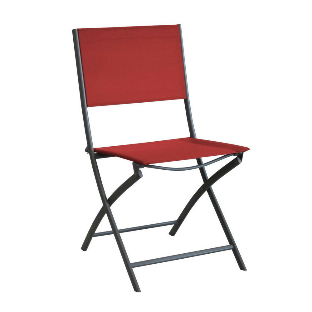 Lot de 4 chaises de jardin pliantes dream - graphite/rouge - aluminium/toile tpep
