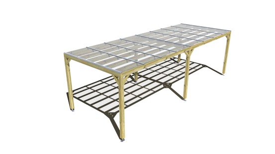 Pergola bois • 8m x 3m • indépendante • sens largeur • couverture étanche transparente incluse • livraison comprise
