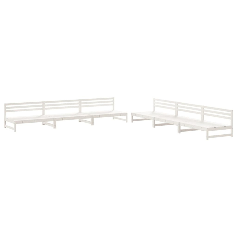 Salon de jardin 6 pcs blanc bois de pin massif