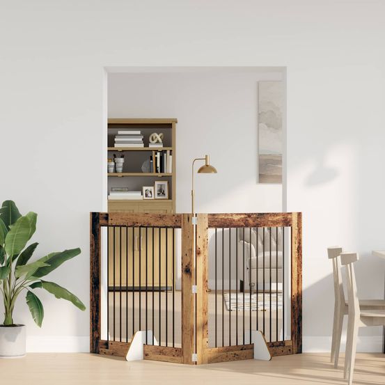 Barrière sécurité chien bois intérieur pliable 200x100cm bois ancien