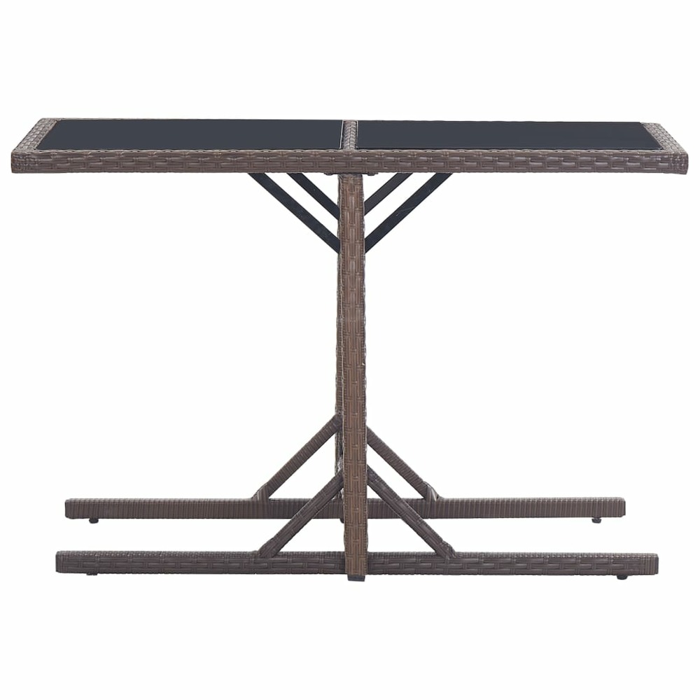 Table de jardin marron 110x53x72 cm verre et résine tressée