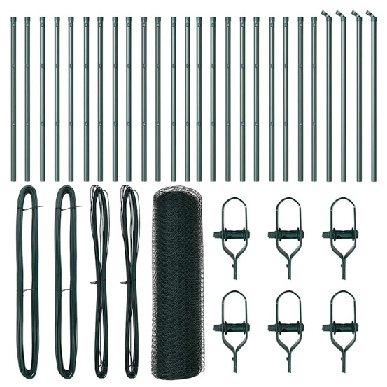 Clôture avec poteaux vert 0.4 x 50 m acier recouvert de pvc