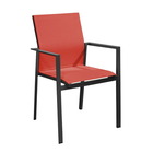 Lot de 2 fauteuils delia empilables alu/tpep - graphite/rouge